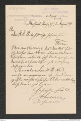 k.k. naturhistorisches Hofmuseum, Intendanzakten 1885-1896 (Hauer), Aktenzahl Z.513/1891, Seite 1